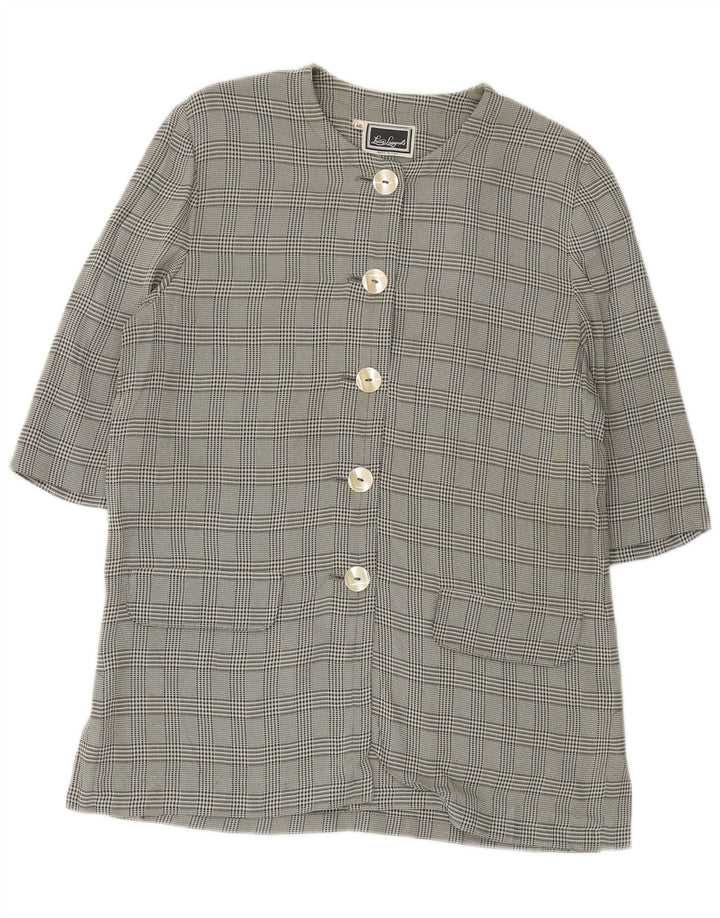 LUISA SPAGNOLI Chaqueta blazer de manga 3/4 para mujer IT 46 Large Green Check