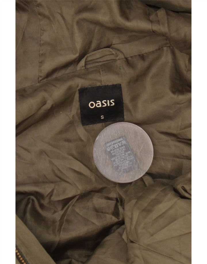 Oasis Chaqueta Parka con Capucha para Mujer UK 10 Small Caqui Poliéster