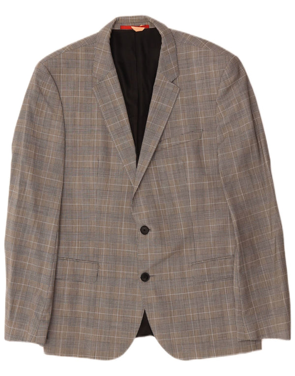 Hugo Boss Chaqueta tipo blazer de 2 botones para hombre EU 52 XL Lana de pata de gallo gris