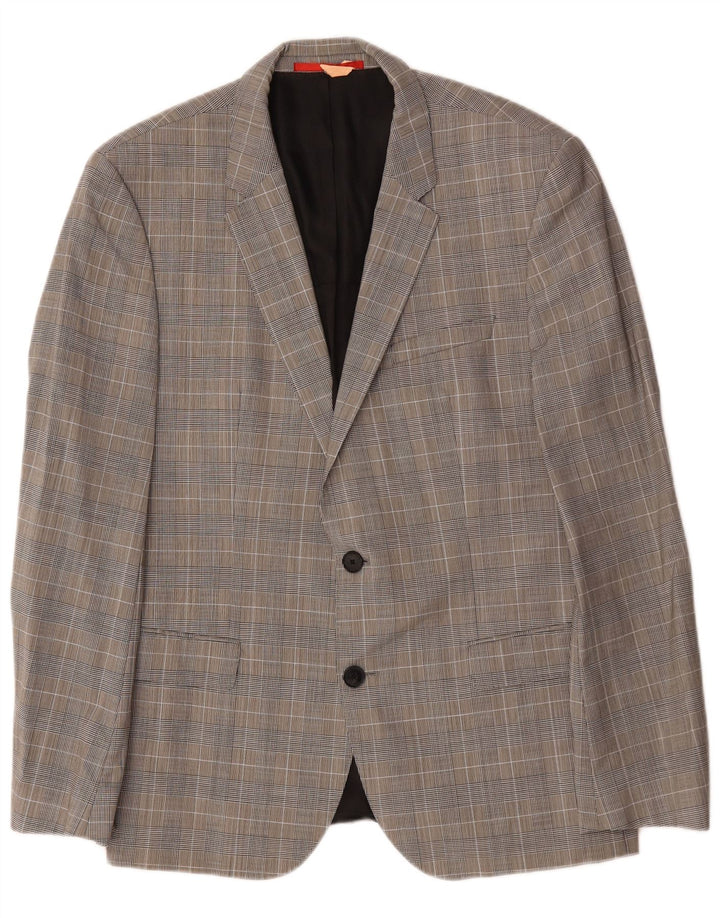 Hugo Boss Chaqueta tipo blazer de 2 botones para hombre EU 52 XL Lana de pata de gallo gris