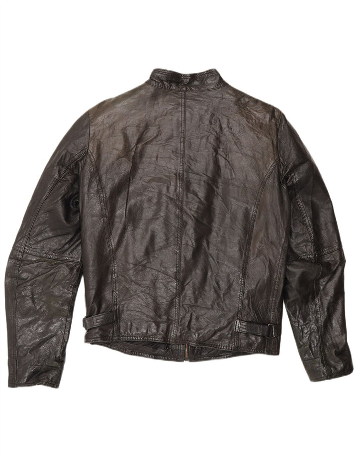 Rifle Mujer Cuero Racer Chaqueta Uk 14 Mediano Negro