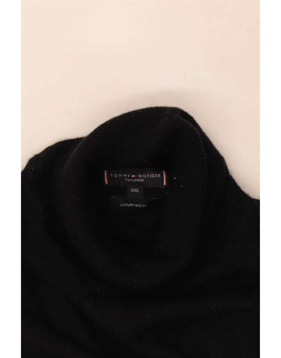 Tommy Hilfiger Jersey con cuello vuelto para hombre, talla 2XL, lana negra