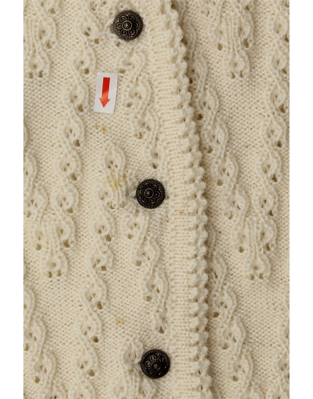 VINTAGE Womens Cardigan Sweater UK 14 Medium Beige Polyacrylic Vintage Vintage and Second-Hand Vintage from Messina Hembry 