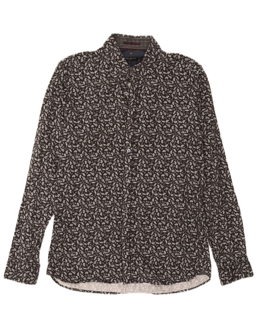 Ted Baker Camisa para hombre Talla 4 Grande Gris Paisley Algodón