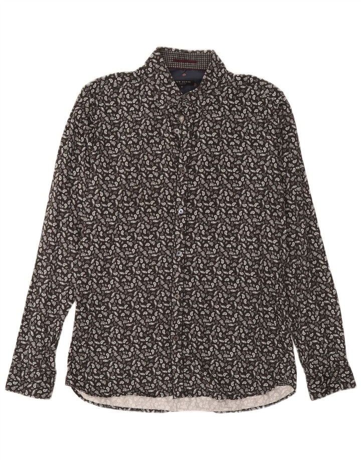 Ted Baker Camisa para hombre Talla 4 Grande Gris Paisley Algodón