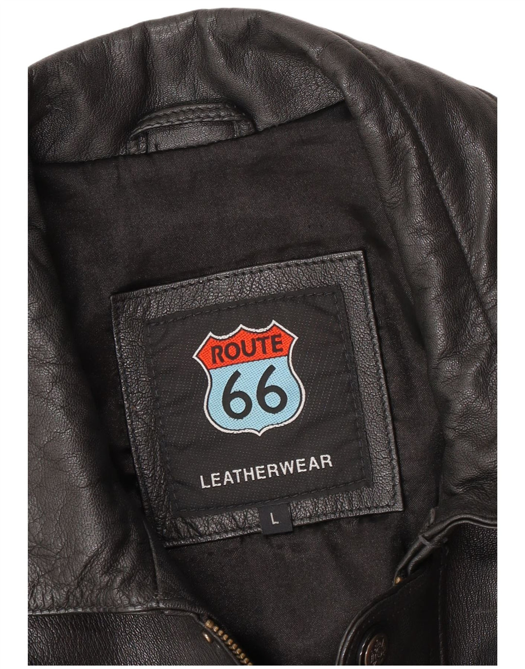 Route 66 Chaqueta de cuero para hombre UK 40 Grande Cuero negro