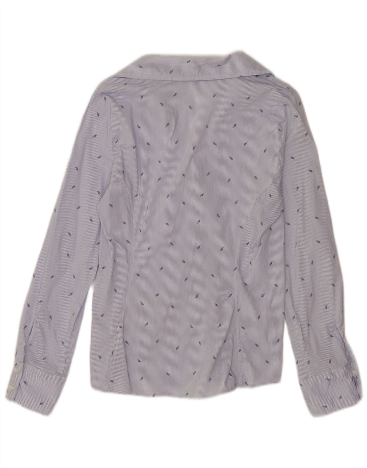 Zara Camisa Mujer UK 40 Algodón Rayas Azul Medio