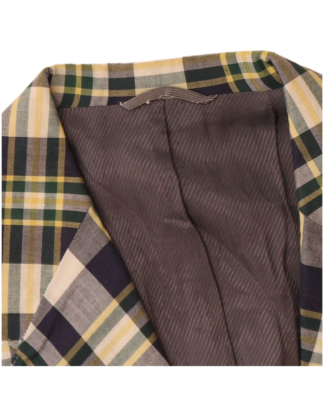 Vintage hombres 2 botones Blazer chaqueta pequeña azul marino cheque