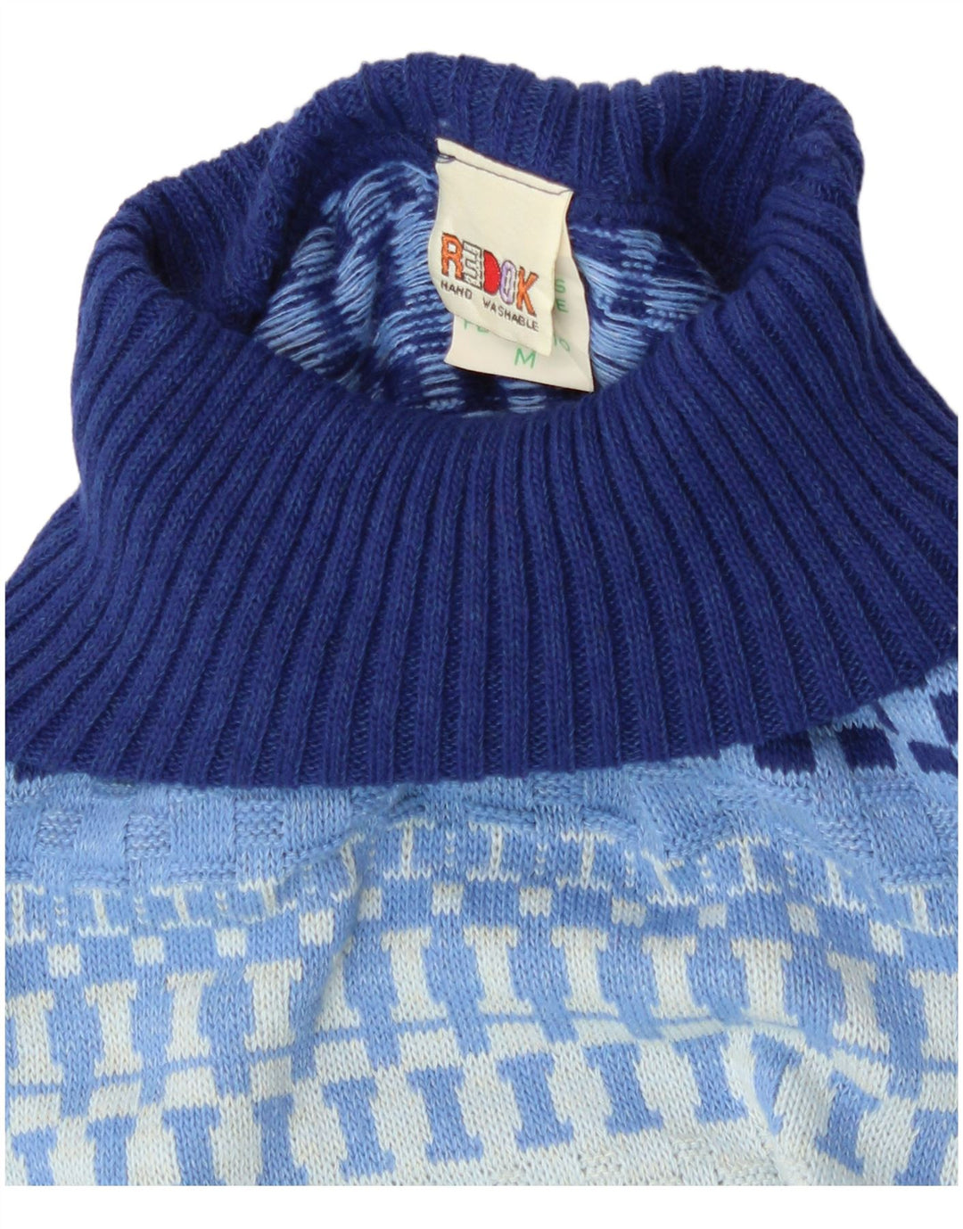 Redok - Camiseta sin mangas para mujer con cuello enrollado, talla M, color azul geométrico