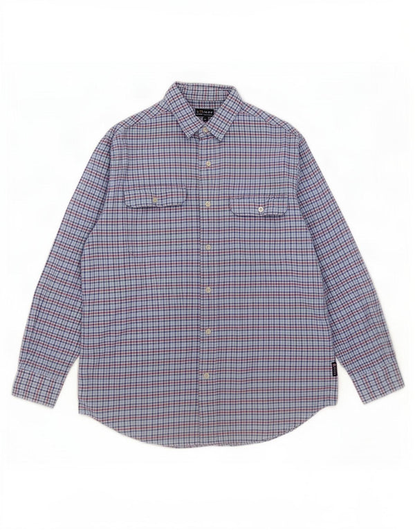 Camisa Chaps Hombre Algodón Cuadros Azul Medio