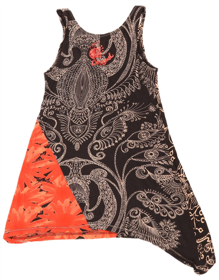 DESIGUAL Top tipo túnica asimétrico sin mangas para mujer UK 10 Small Black Floral