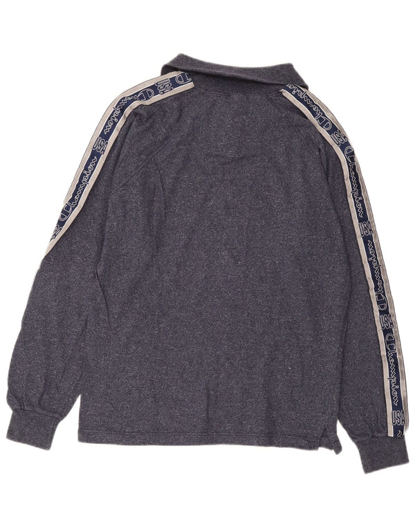 Champion Top gráfico con cuello con cremallera y manga larga para hombre, talla grande, azul marino moteado
