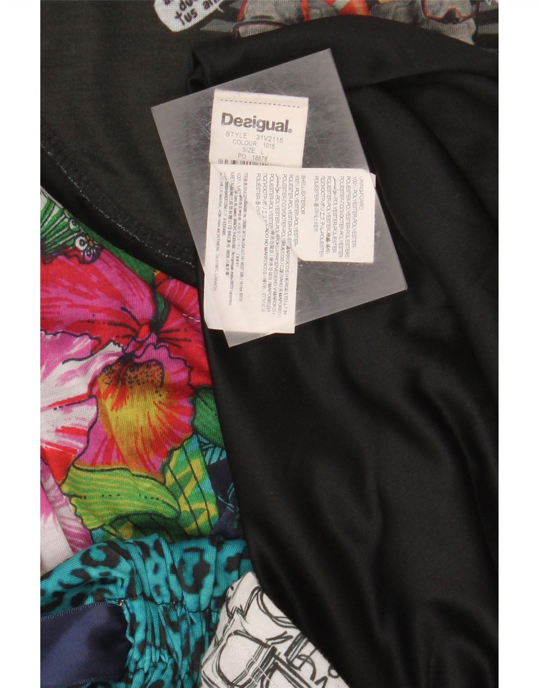 Desigual Vestido básico gráfico para mujer UK 44 Grande Poliéster multicolor