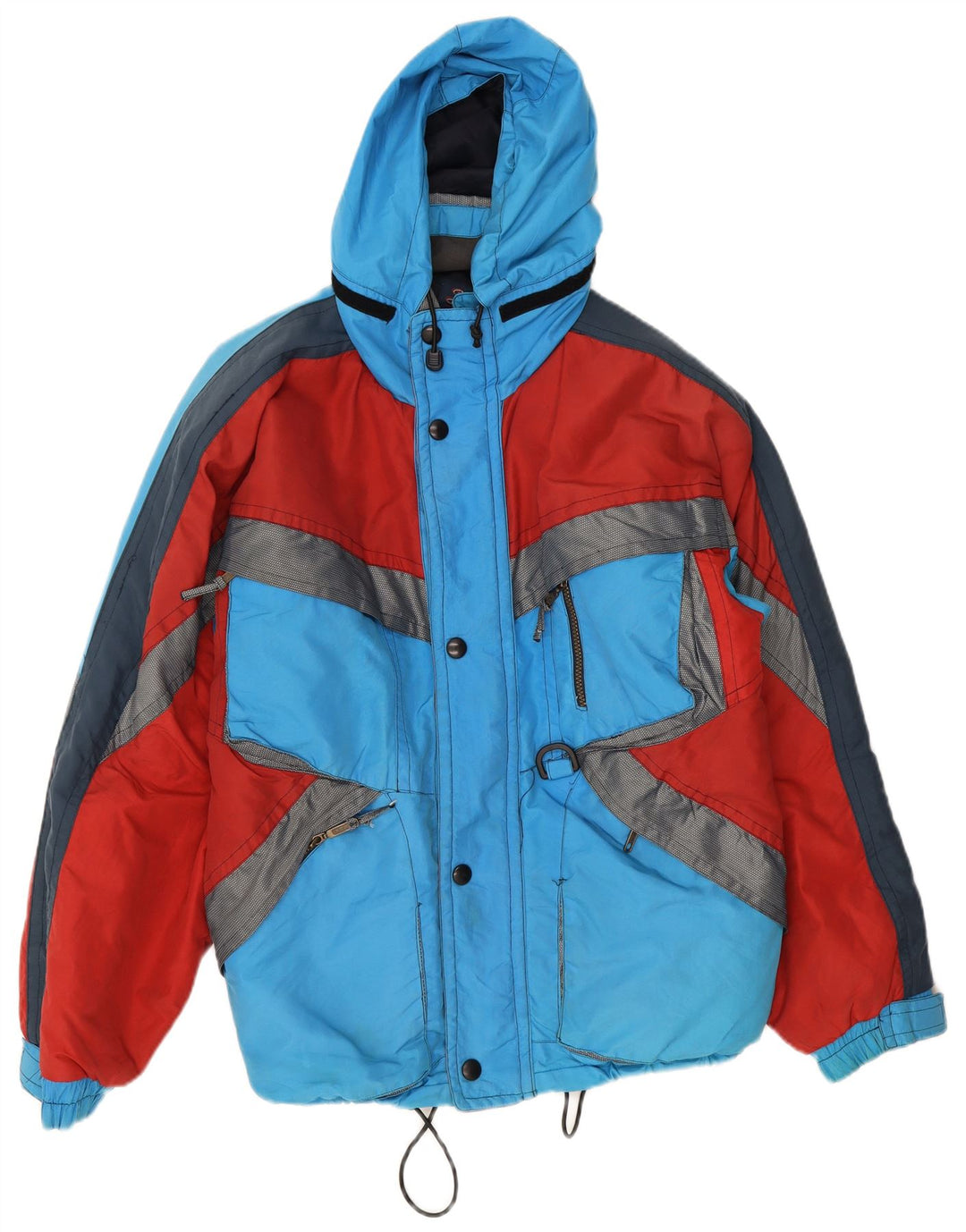 Chaqueta de esquí con capucha vintage para hombre Reino Unido 38 Azul medio Colorblock Poliamida