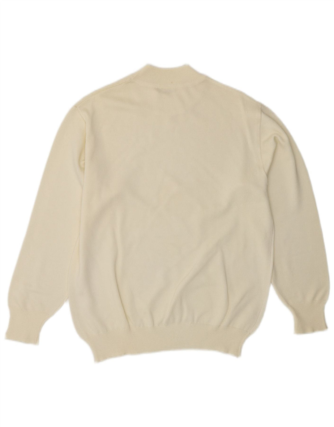 VINTAGE Mujer Cuello Tortuga Jersey Suéter Reino Unido 14 Medio Blanco Apagado