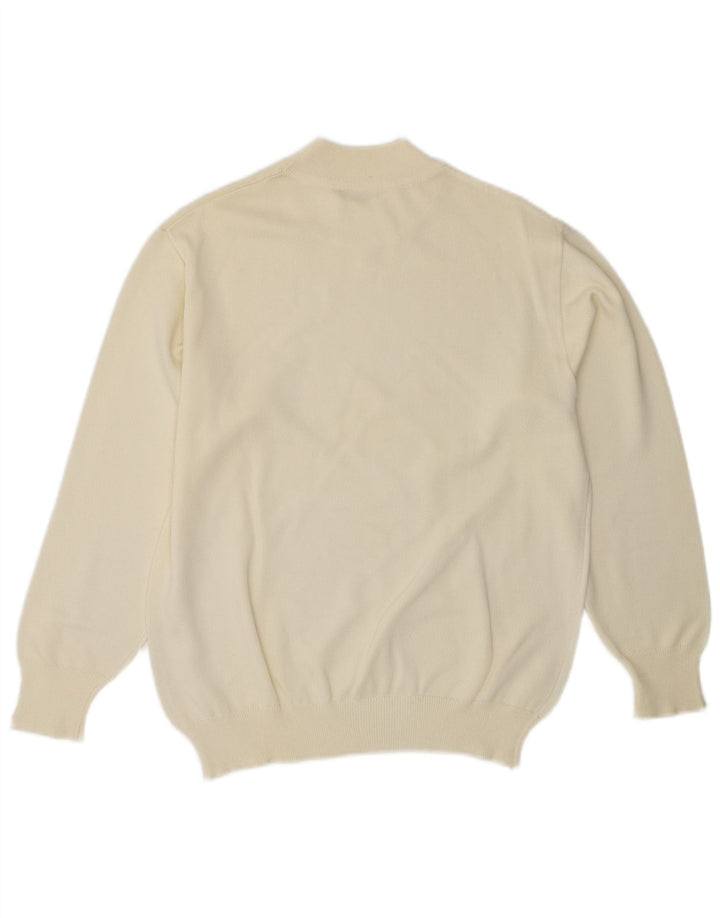 VINTAGE Mujer Cuello Tortuga Jersey Suéter Reino Unido 14 Medio Blanco Apagado