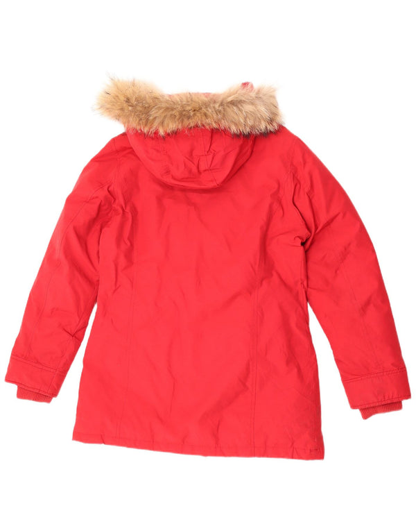 Rifle Chaqueta acolchada con capucha para mujer UK 14 Medium Red Cotton