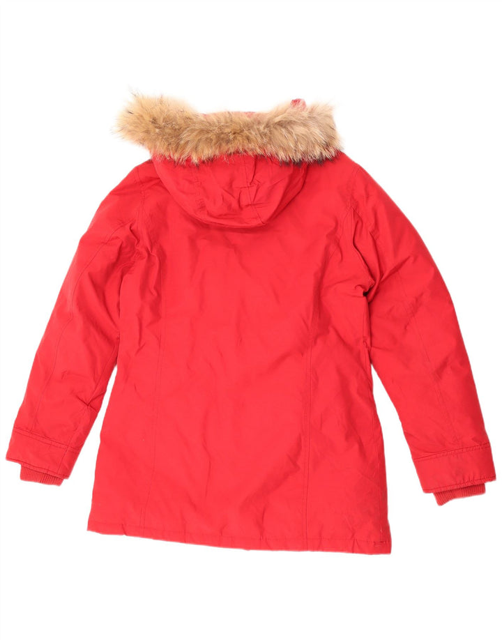 Rifle Chaqueta acolchada con capucha para mujer UK 14 Medium Red Cotton