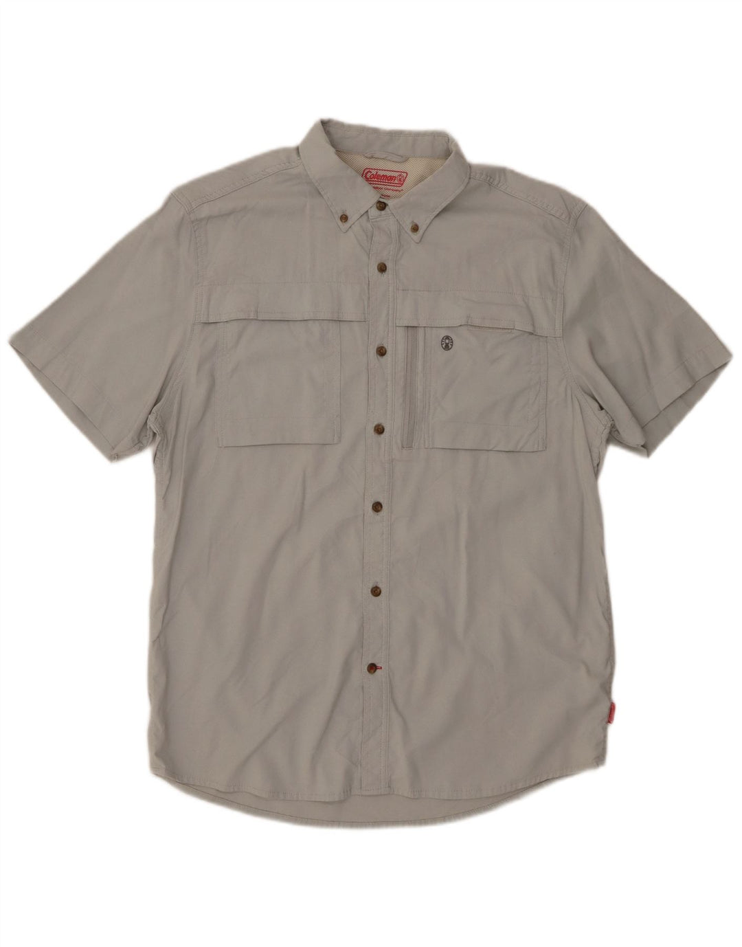 Vintage hombres camisa de manga corta algodón gris grande
