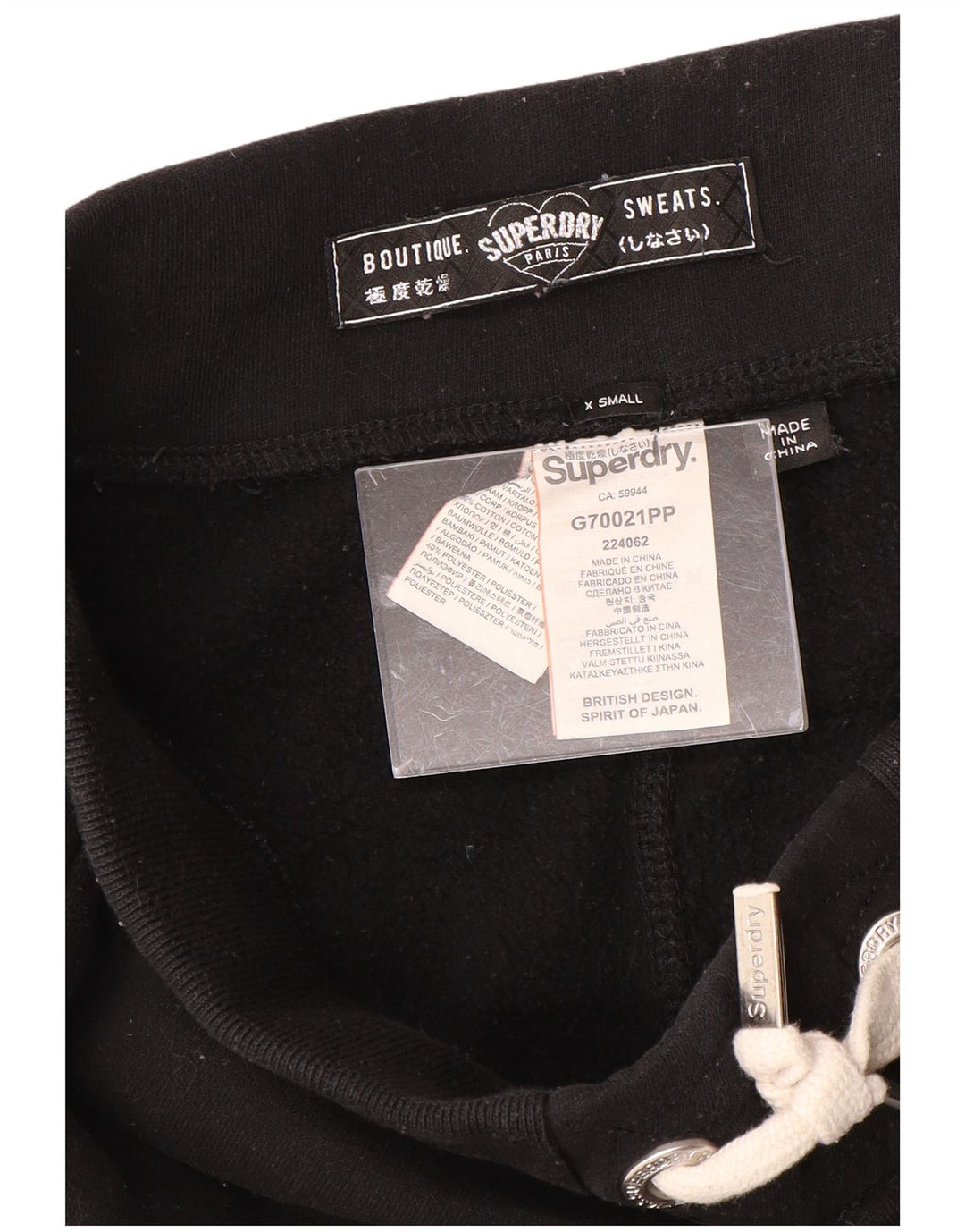 SUPERDRY Pantalones de chándal con estampado gráfico para mujer Joggers UK 6 XS Algodón negro