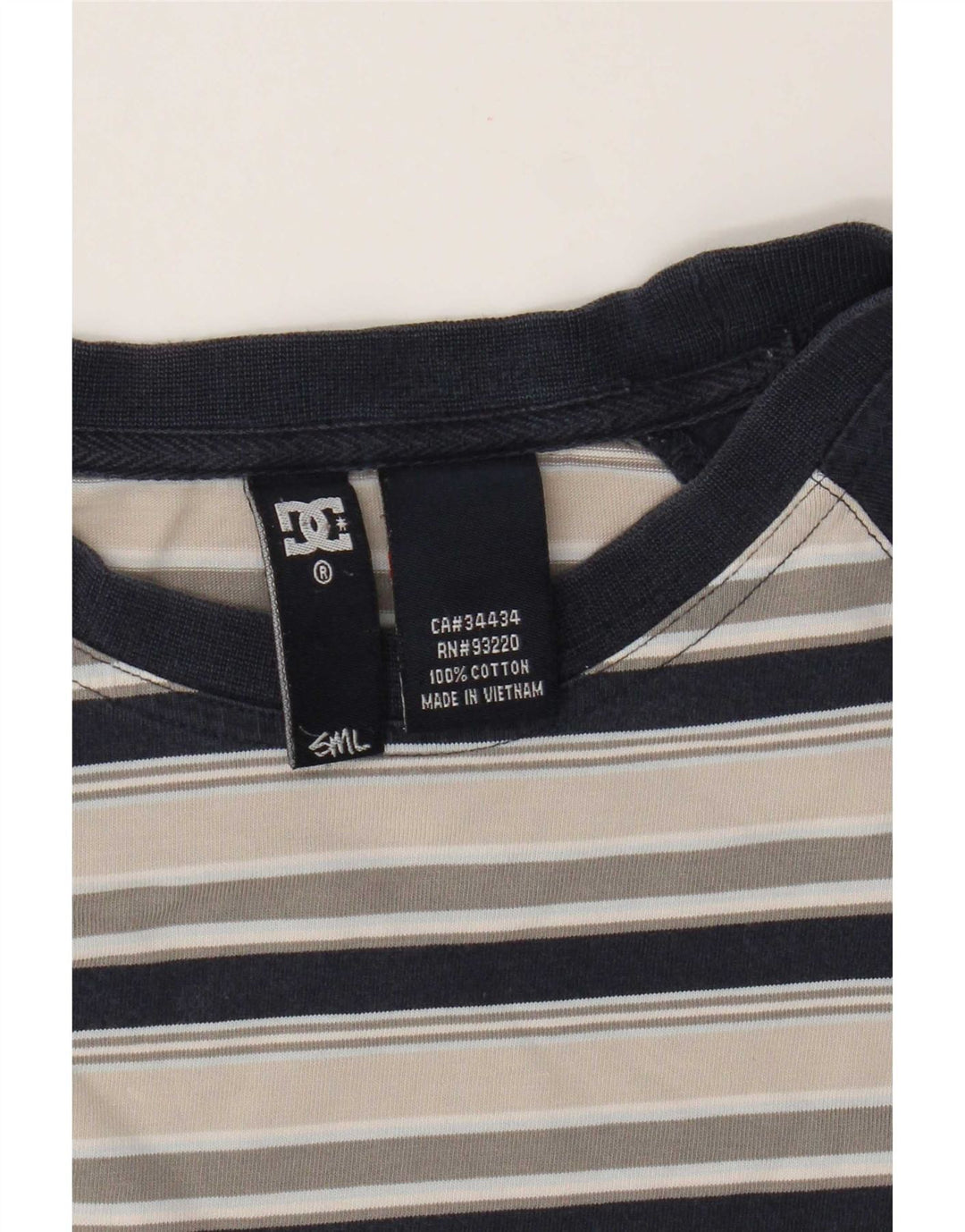 DC - Camiseta de manga 3/4 para hombre, algodón a rayas blancas pequeñas