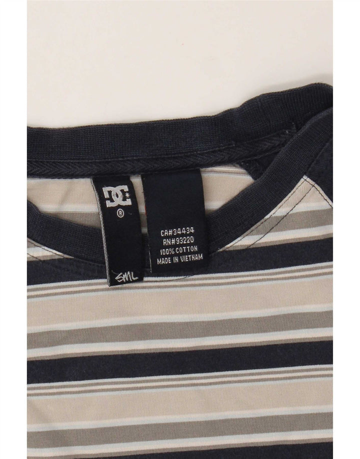 DC - Camiseta de manga 3/4 para hombre, algodón a rayas blancas pequeñas
