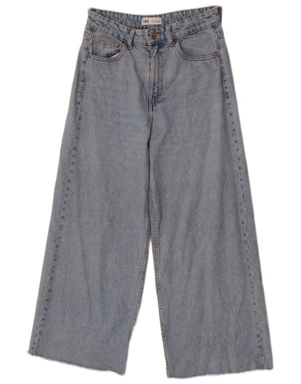 Zara Vaqueros de pierna ancha y cintura alta para mujer EU 36 XS W26 L25 Algodón azul