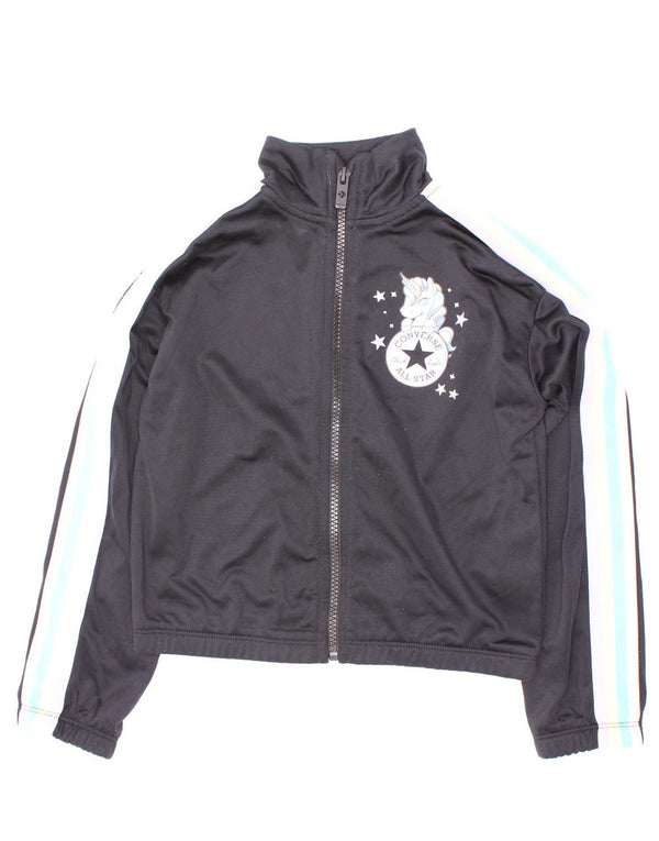 Converse Girls Unicorn Tracksuit Top Jacket 5-6 Years Black Colourblock