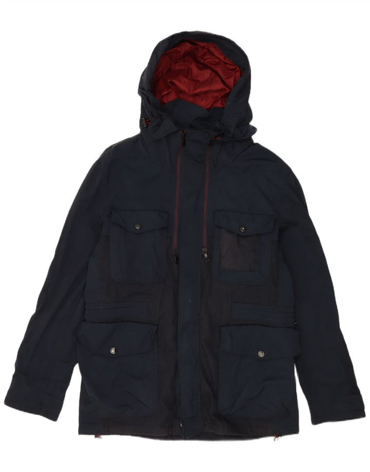 Zara Chaqueta utilitaria con capucha para hombre UK 40 Large Azul marino