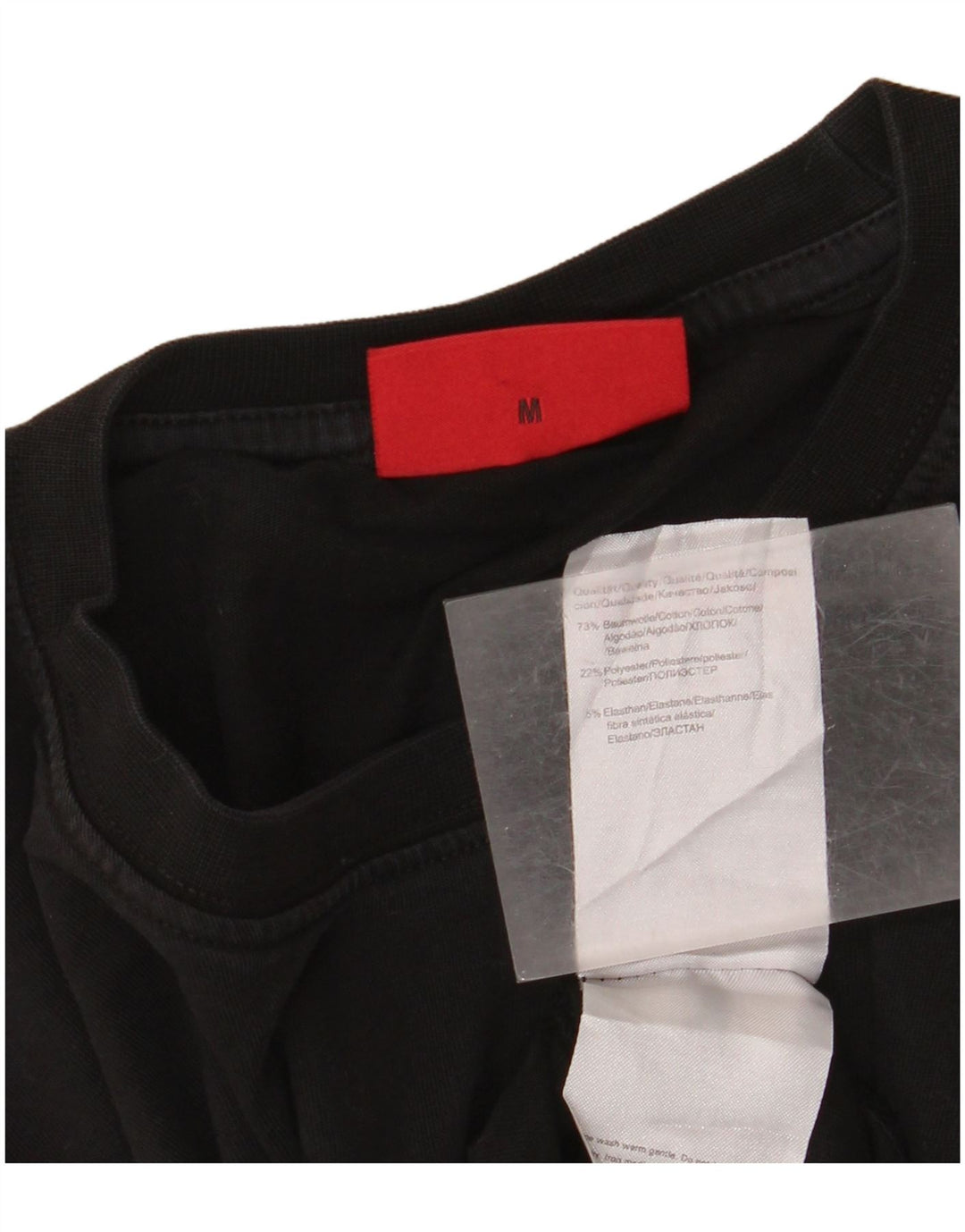 Hugo Boss Hombre Camiseta Gráfica Top Medio Algodón Negro