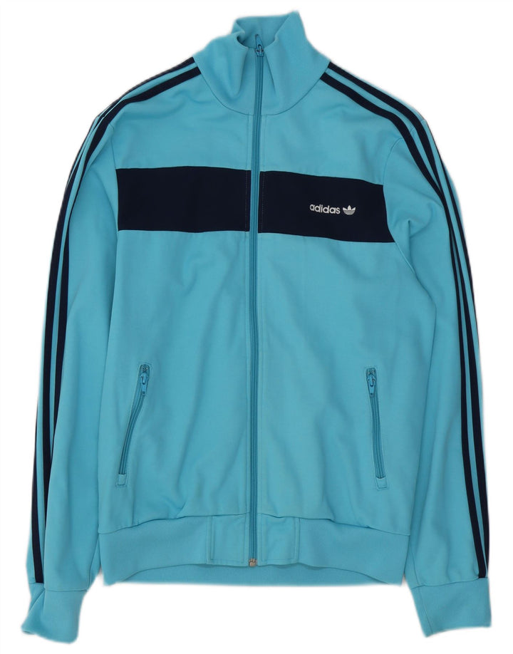 Adidas Hombre Chándal Top Chaqueta De Algodón Color Block Azul Medio