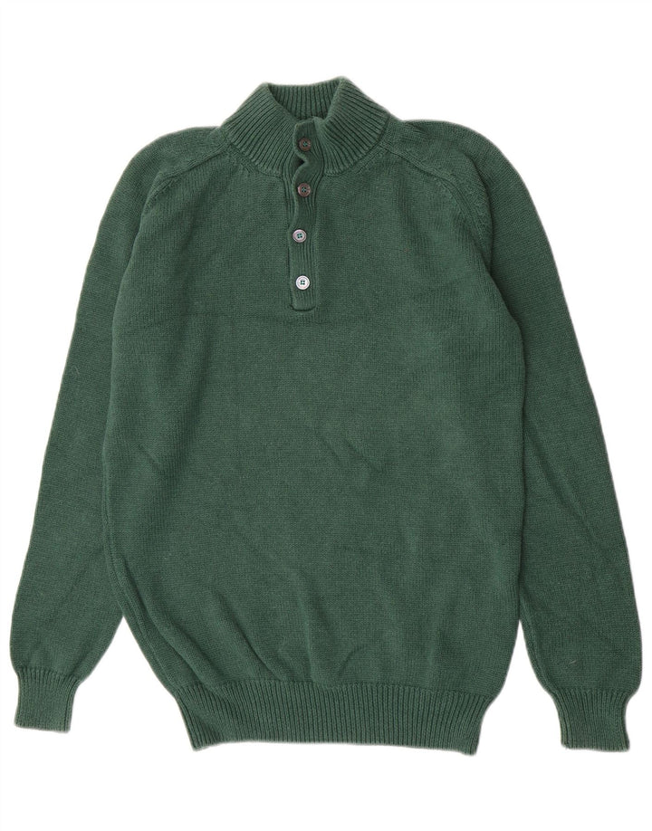 Massimo Dutti Hombre Jersey Con Cuello Botonado Large Algodón Verde