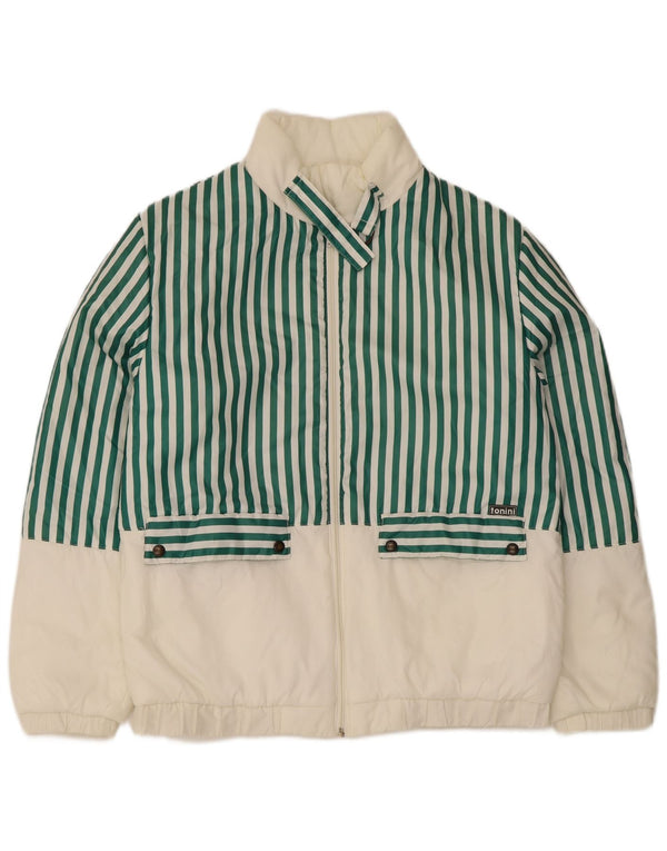 Chaqueta bomber vintage para hombre IT 46 Poliéster a rayas verdes pequeñas