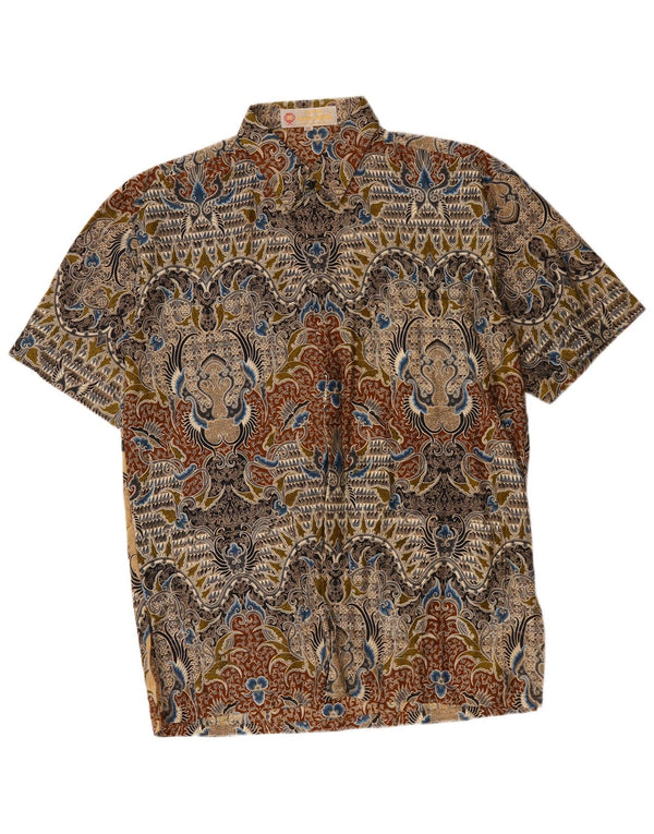 Vintage hombres manga corta camisa tamaño 16 16 1/2 grande multicolor Paisley