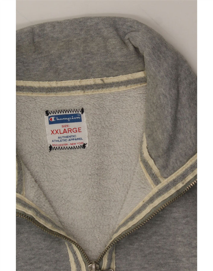 CHAMPION Mens Zip Neck Sweatshirt Jumper 2XL Grey Cotton Vintage Champion and Second-Hand Champion from Messina Hembry 