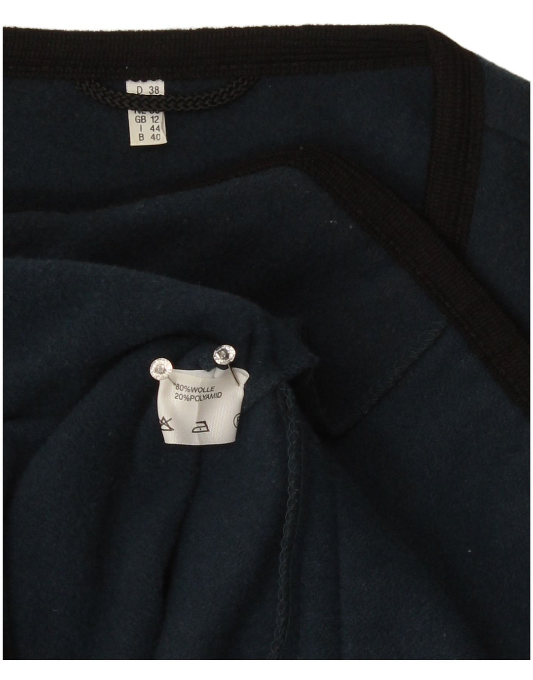 Vintage mujer Cardigan suéter Reino Unido 12 lana azul marino medio