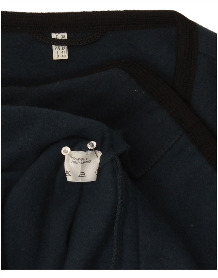 Vintage mujer Cardigan suéter Reino Unido 12 lana azul marino medio