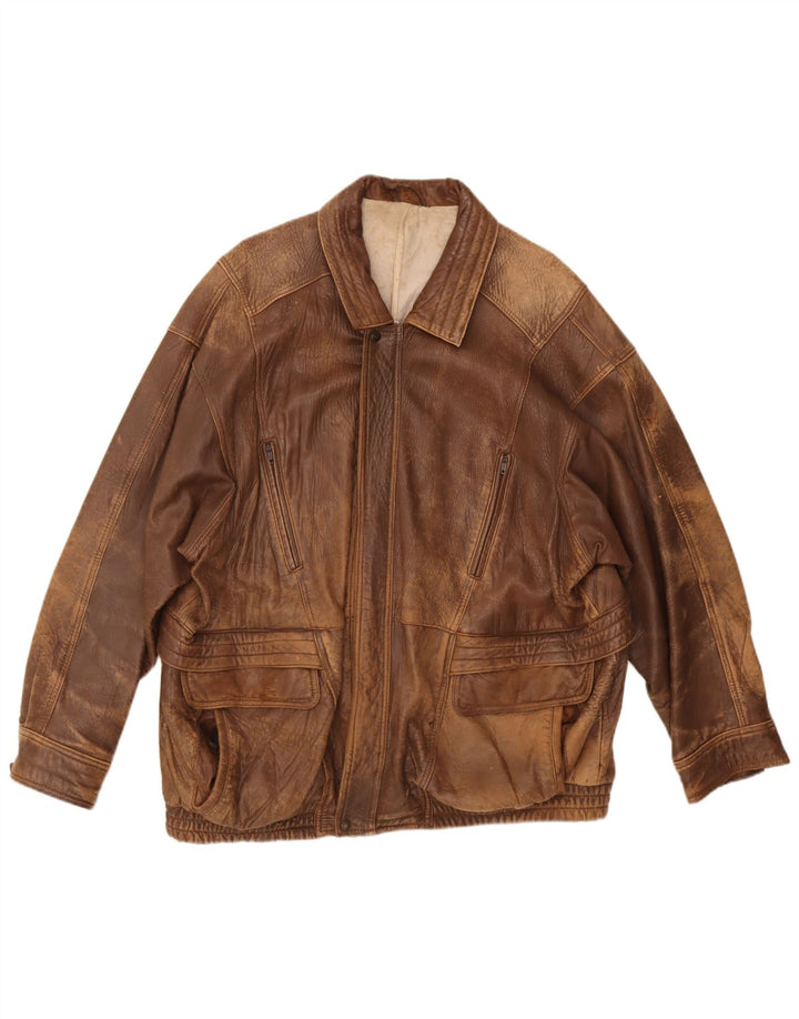 Vintage hombres chaqueta de cuero Reino Unido 40 marrón grande