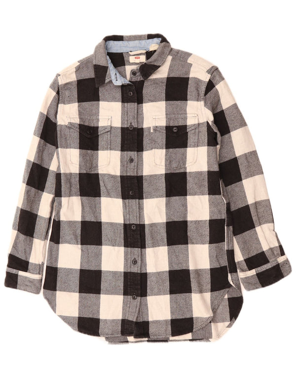 Levi's Camisa de franela extragrande para mujer UK 10 Small Black Check Cotton