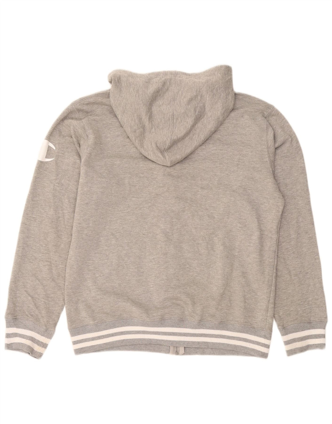 CHAMPION Suéter con capucha y cremallera gráfica para hombre Gris grande