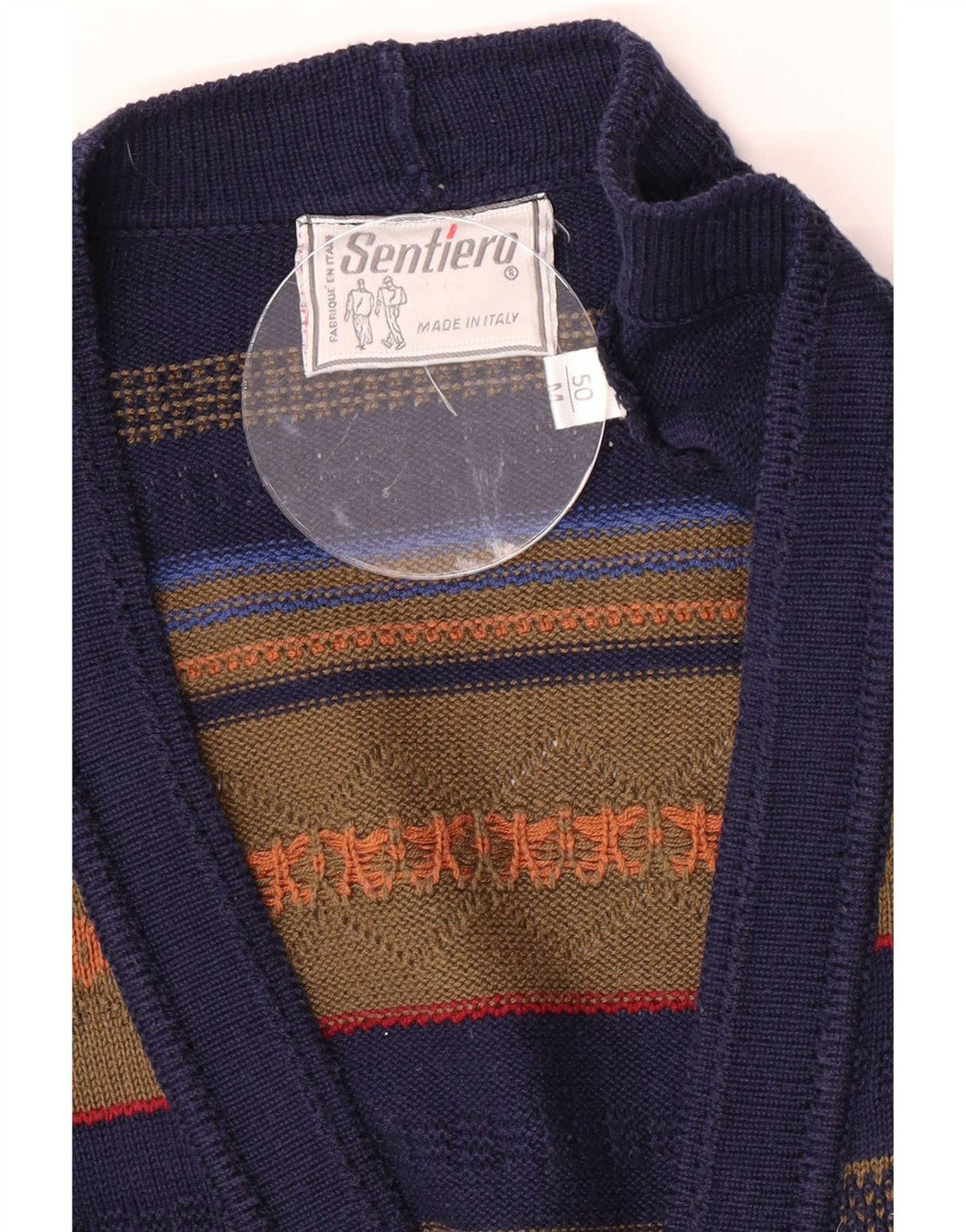 Vintage Mens Cardigan Sweater IT 50 Medium Multicoloured Striped