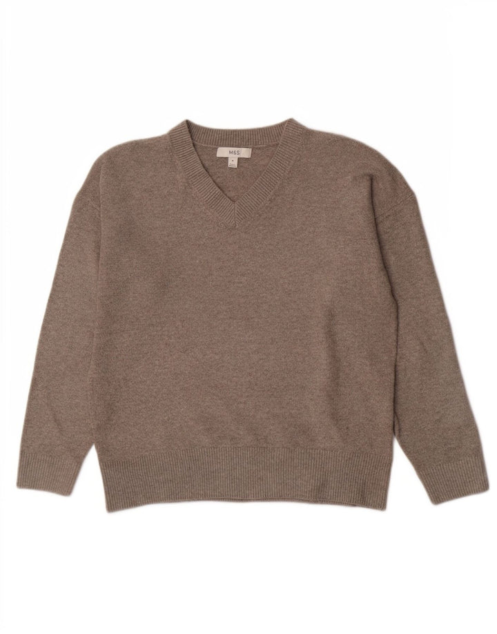 Marks & Spencer Jersey con cuello en V para mujer UK 44 Poliéster gris medio