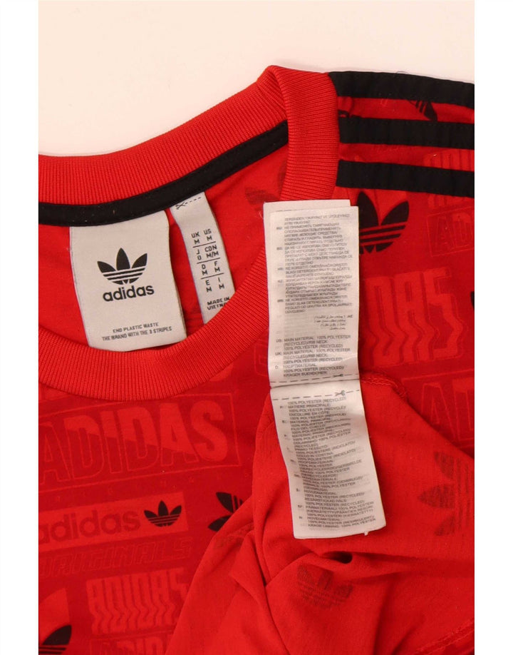 Adidas Hombre Regular Graphic Camiseta Top Medio Rojo Poliéster