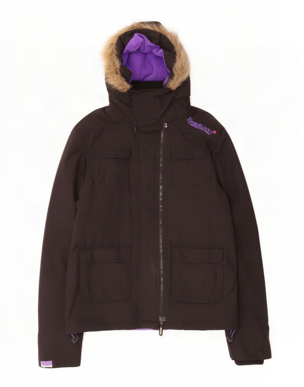 Superdry Chaqueta cortavientos con capucha Windcheater para mujer, talla 40, color negro