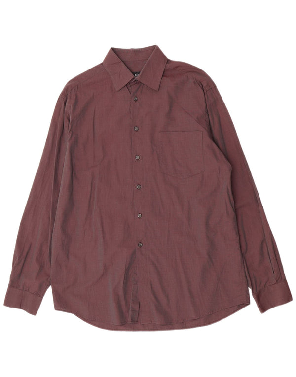 Camisa Hugo Boss Hombre Talla 41 16 Grande Algodón Burdeos