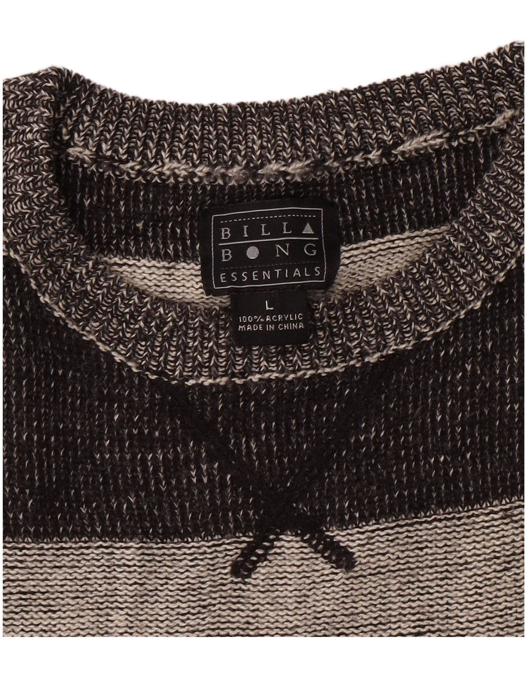 Billabong Jersey De Cuello Redondo Para Hombre Suéter Grande De Acrílico A Rayas Gris