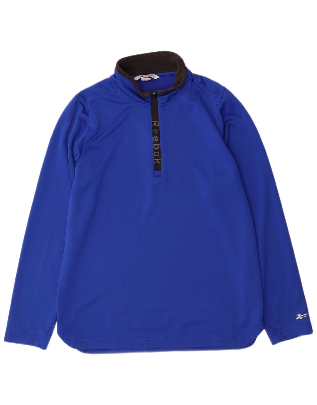 Reebok - Chándal con cremallera y cuello gráfico para hombre, parte superior de poliéster azul grande