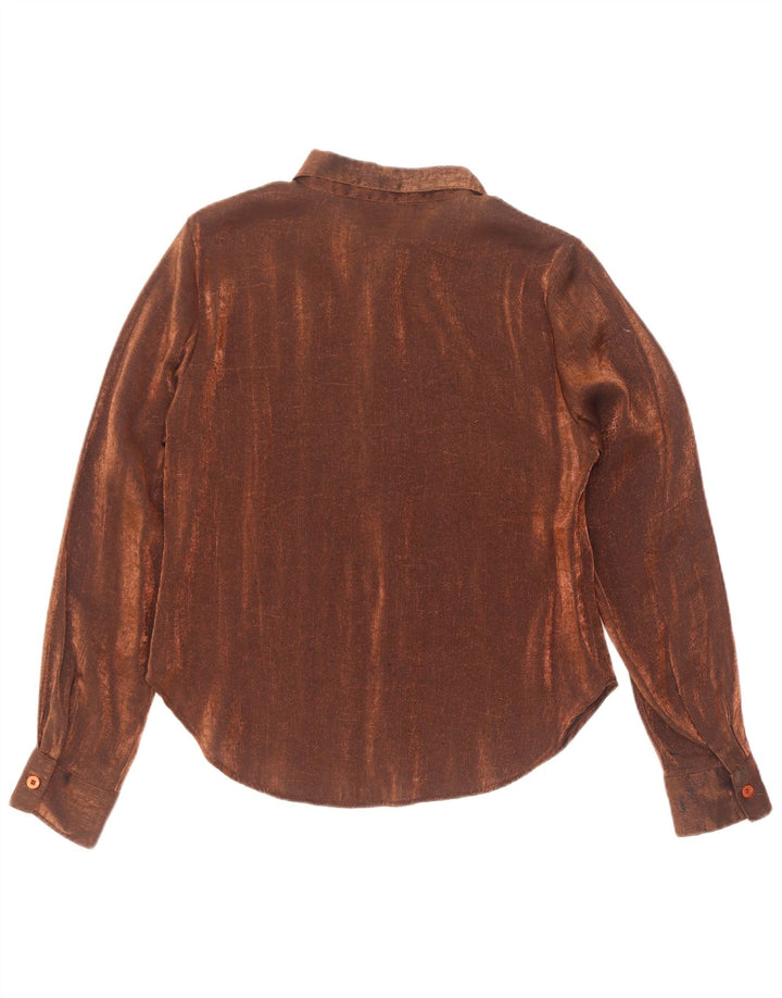 Blusa tipo camisa para mujer Passport UK 10 Small Brown Viscosa