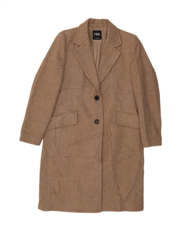 Zara Mujer Abrigo UK 44 Poliéster Beige Medio