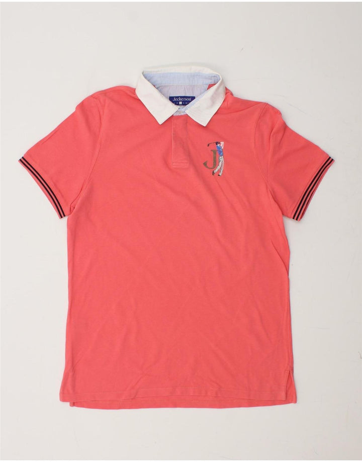 JECKERSON Polo gráfico para hombre de algodón rosa grande
